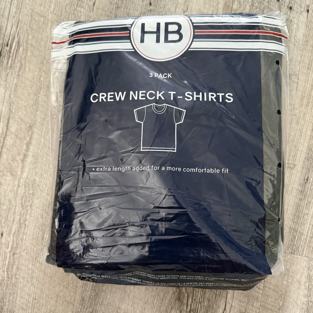 HB Harbor Bay Black Crew Neck T-Shirts Mens Sz 4XL 100% Cotton Pack Of 2 NEW